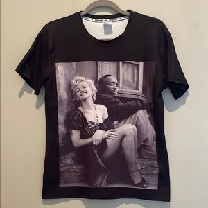Fashion Brand Marylin and Tupac Black Graphic T-shirt